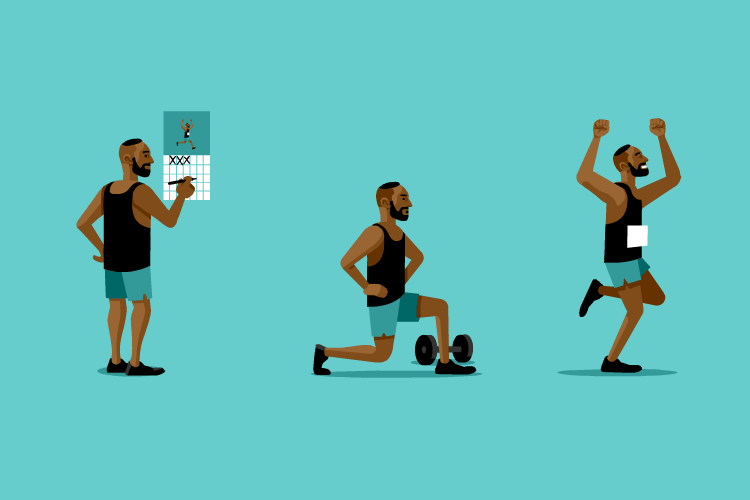 Athlete Preparing For And Running A Marathon Illustration