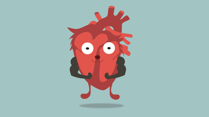 An Animated Illustration Of A Heart Flexing It's Muscles