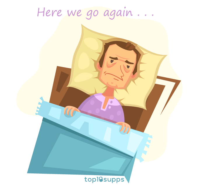 Insomnia Graphic Of Man Unable To Fall Asleep From Top10supps